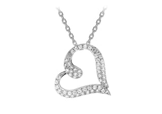 STERLING SILVER RHODIUM PLATED CZ 17MM X 17MM SCROLL HEART PENDANT ON ADJUSTABLE CHAIN NECKLACE 39.5CM/15.5"-42CM/16.5"