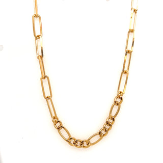 Golden Paper-link and Figaro necklace