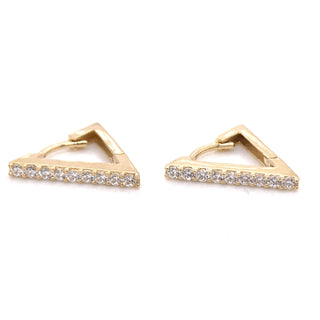 9ct Gold Cz Triangle Clicker Earring