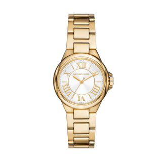 Michael Kors Camille Ladies Gold-Toned Watch Silver Sunray Dial
