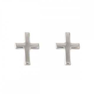 Sterling Silver Plain Cross Earrings