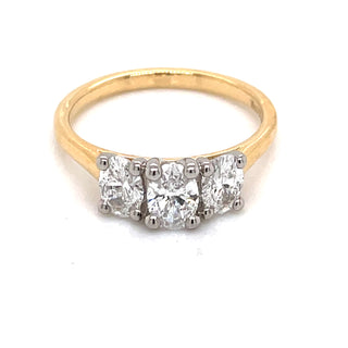 Chloe - 18ct Yellow Gold with Oval Trilogy Platinum Head