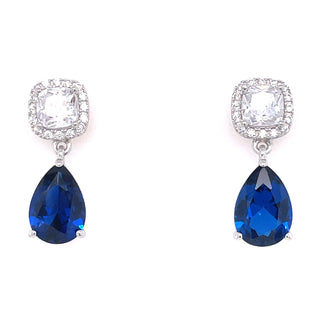 Sterling Silver Sapphire CZ Pear Drop Earrings