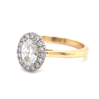 Caoimhe - Yellow Gold .80ct Oval Halo Castle Set Earth Grown Diamond Ring