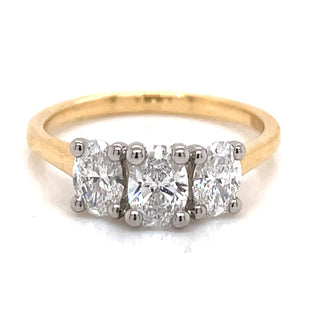 Chloe - 18ct Yellow Gold with Oval Trilogy Platinum Head