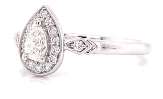 18ct White Gold Pear Halo Diamond Engagement Ring