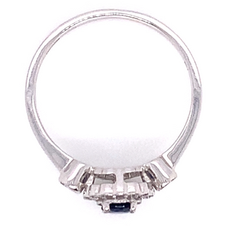 9ct White Gold Earth Grown Sapphire & Diamond Halo with 2 side Diamond Ring