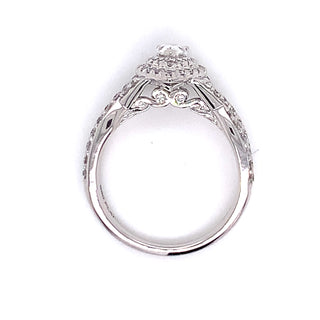 Sarah - Platinum Pear Double Halo with Twisted Band Diamond Engagement Ring