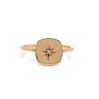Anma 14ct Gold Square Signet Set With Diamond