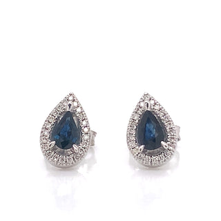9ct White Gold 0.60ct Sapphire And Diamond Earrings