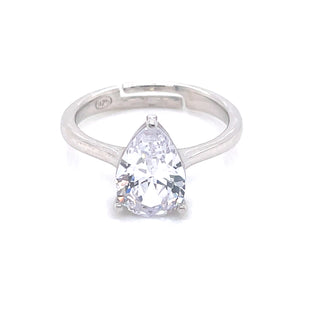 Sterling Silver CZ Pear Ring