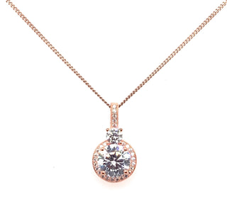 Sterling Silver With Rose Gold Plating Fancy Cz Pendant