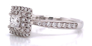 Prya - 18ct White Gold Princess Cut Double Halo Diamond Engagement Ring