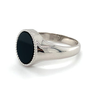 Sterling Silver Mens Onyx Signet Ring