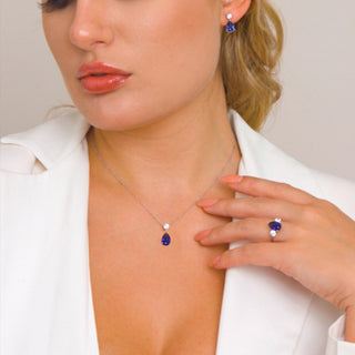 9ct White Gold Cubic Zirconia & Lab Created Sapphire Earring