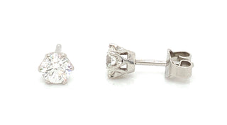 Platinum 1ct 6 Claw Earth Grown Diamond Stud Earrings