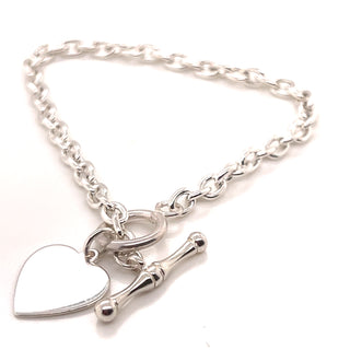 Silver T Bar Bracelet with engrave-able heart