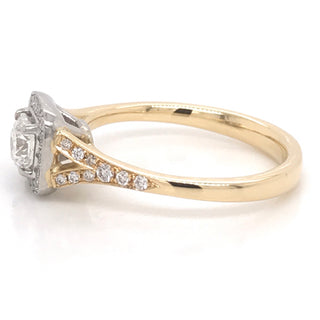 Loretta - 18ct Yellow Gold Round Cut Halo Diamond Engagement Ring