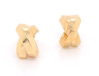 9ct Yellow Gold 15mm Crossover Earrings