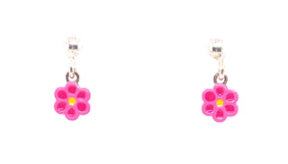 Sterling Silver Fuchsia Pink Flower Drop Earrings