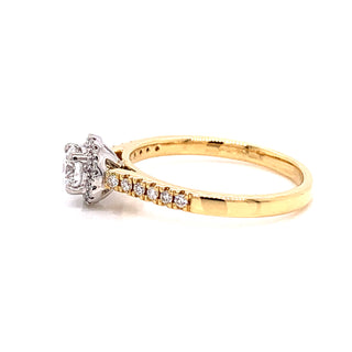 Elizabeth - 18ct Yellow Gold Earth Grown Castle Set Round Halo