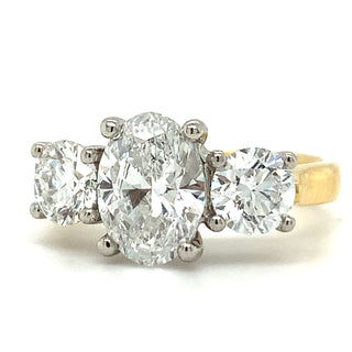 Georgina - 18ct Yellow Gold 2.53ct Lab Grown Oval Diamond Ring with Side Stones