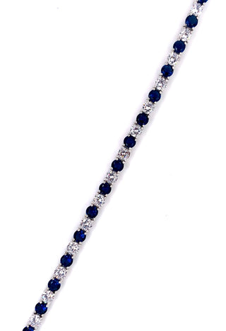 Sterling Silver Sapphire And Cz Tennis Bracelet