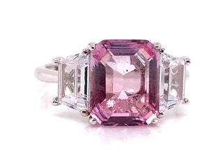 Sterling Silver Cushion Cut Pink Stone CZ Ring
