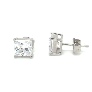 Sterling Silver Princess Cut Cz Earrings