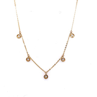9ct Yellow Gold Cz drop necklace
