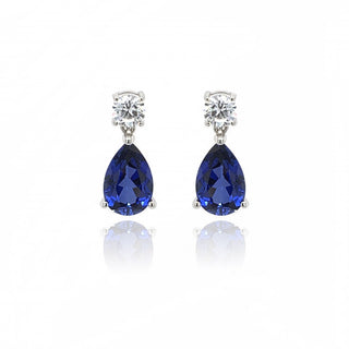 9ct White Gold Cubic Zirconia & Lab Created Sapphire Earring