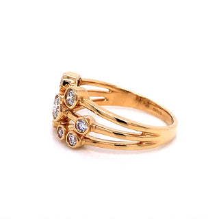 18ct Gold Scattered Diamond Triple Band