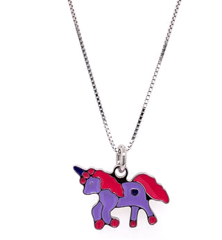Purple Unicorn Sterling Silver Pendant