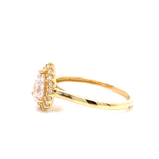 9ct Gold Cz Pear Halo Ring