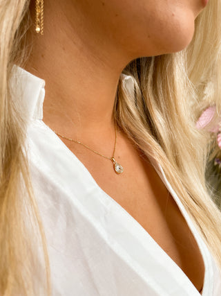 Golden Swarovski Crystal Pear Necklace