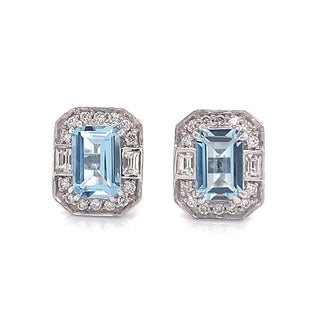 9ct White Gold 1ct Aquamarine And Diamond Earrings