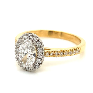 Freya - 18ct Yellow Gold 1.01ct Diamond Oval Halo Ring
