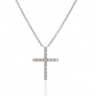 9ct White Gold Earth Grown Diamond Cross Necklace