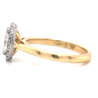 Caoimhe - Yellow Gold .80ct Oval Halo Castle Set Diamond Ring
