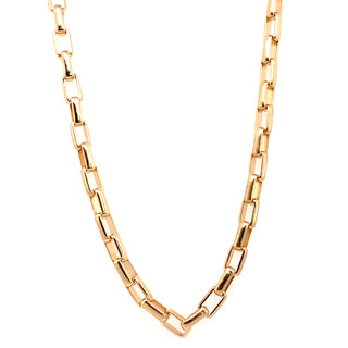Yellow Gold Large Rectangular Link Necklace