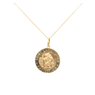 9ct Gold Round St Christopher Pendant