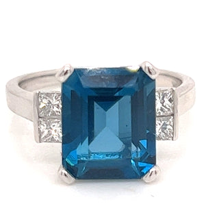 4.75ct Earth Grown London Blue Topaz with .32ct White Gold