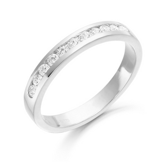 9ct White Gold Cz Band With Channel Set Stones