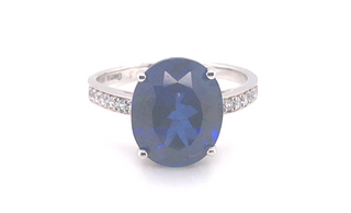 Sterling Silver Sapphire & Cz Ring