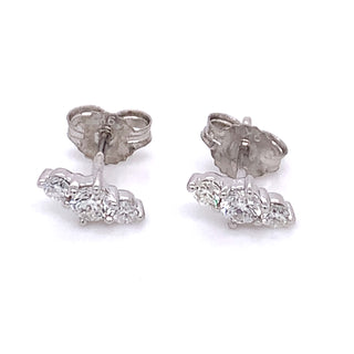 .9ct White Gold 0.40ct Diamond 3 Stone Stud Earrings
