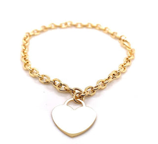9ct Yellow Gold Heart Tag Belcher Link Bracelet