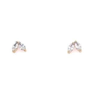 9ct Yellow Gold Marquise Cz Stud Earrings