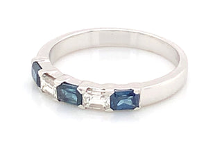 9ct White Gold Diamond And Sapphire Ring