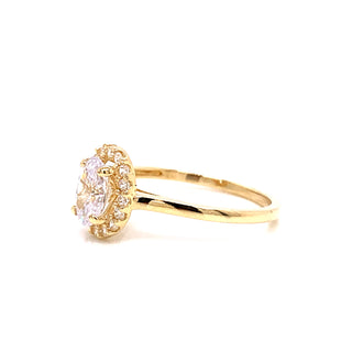 9ct Gold Cz Oval Halo Ring