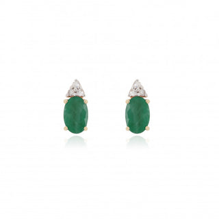9ct Yellow Gold Diamond & Emerald Earrings